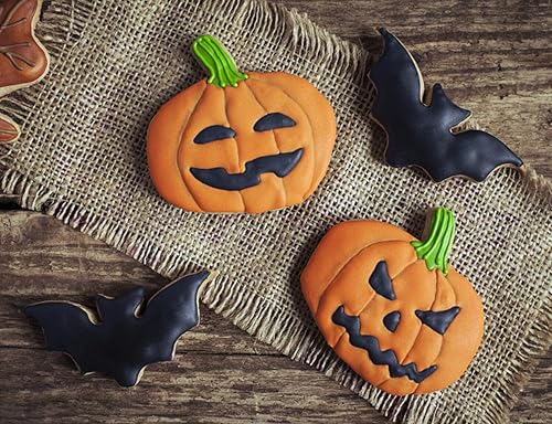 Miniatura 7 de Juego de cortadores de galletas de calabaza, 4 pulgadas, 3.22 pulgadas, 2 pulgadas, cortadores de galletas grandes para otoño, Halloween, Acción de