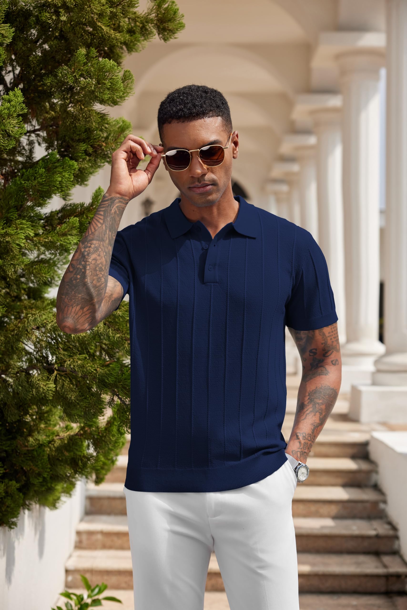 COOFANDY Polo Camisa Hombre Manga Corta Elástico Golf