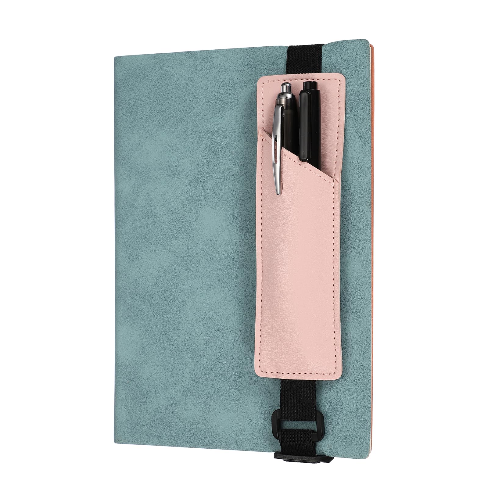 PATIKIL Elastic Band Pen Holder, PU Leather Pen Sleeve with Adjustable Elastic Band for Office Supplies Notebook Planner Journal Ballpoint Pencils Touch, Pink