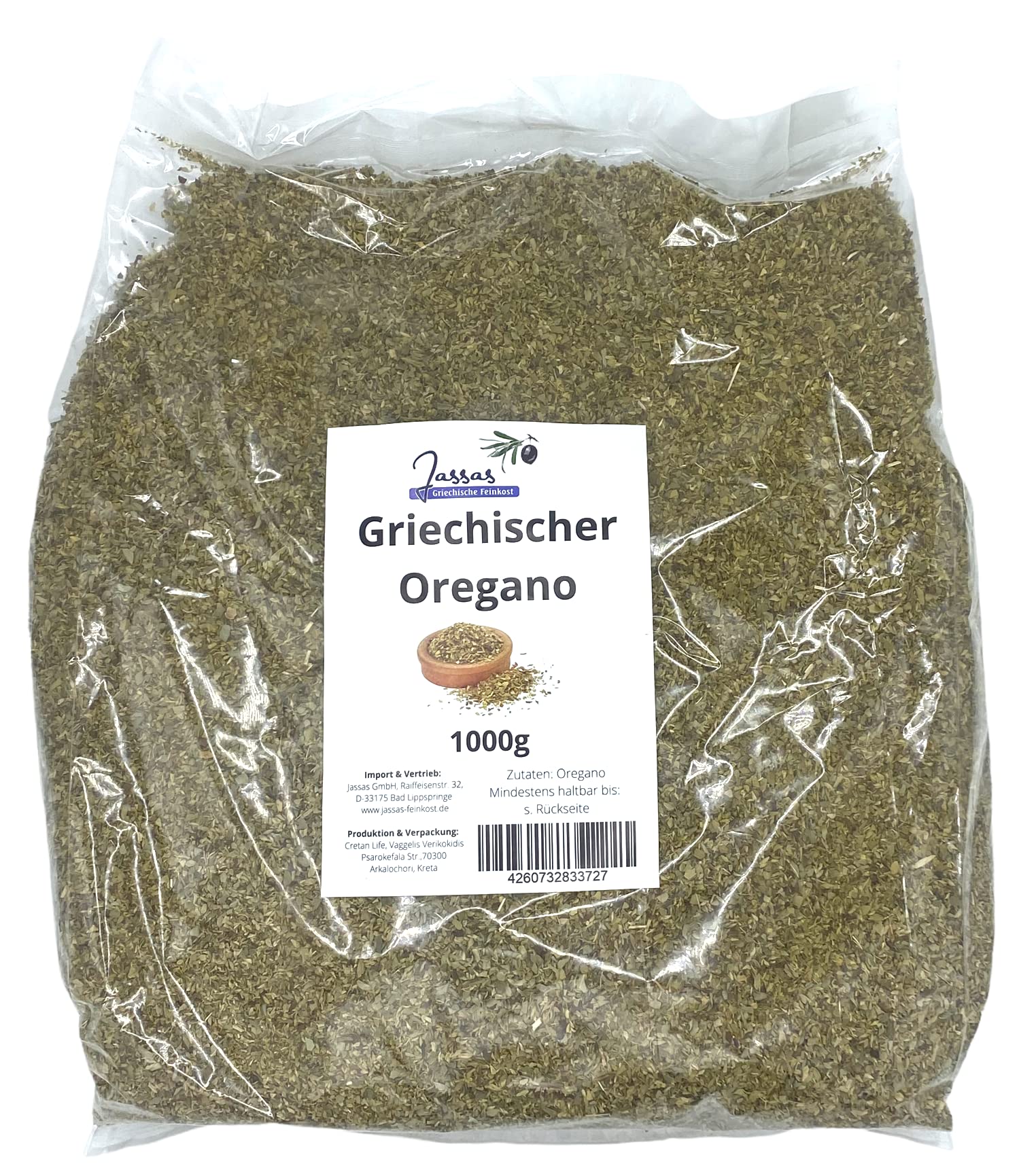 Griechischer Oregano 1000g Packung | Angebaut auf Kreta | Jassas