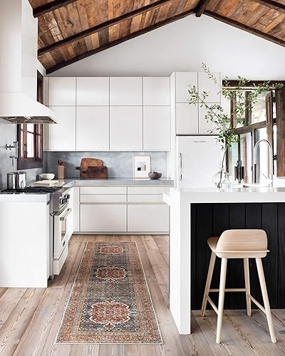 Miniatura 8 de Loloi - Tapete decorativo pelo corto suave duradero, sala estar, colección Layla, estampado envejecido retro, no desprende pelo, fácil limpiar, 13in