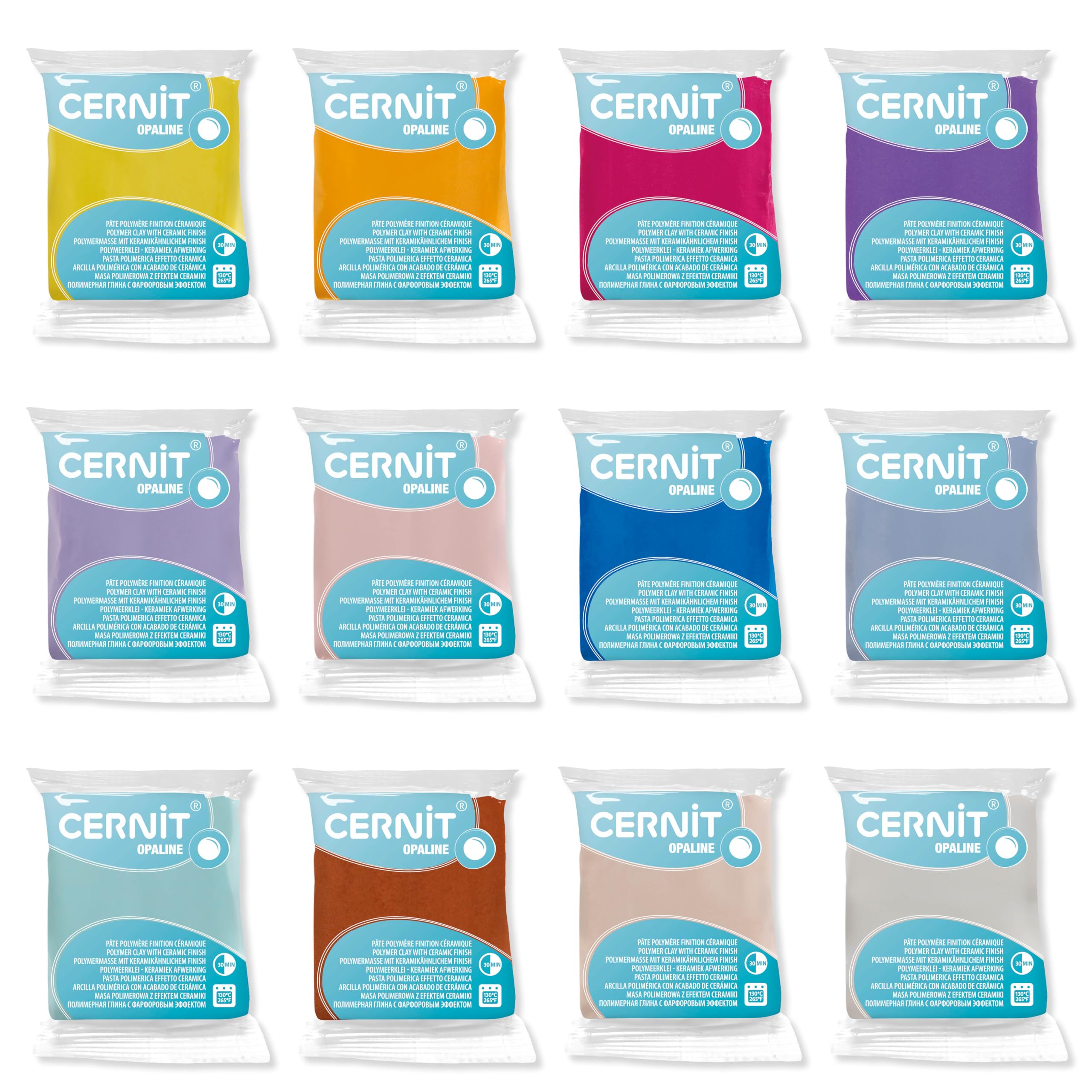 Cernit CE0880012K01C - Pack 12 Polymer Clay Doughs, Ceramic Effect 56g