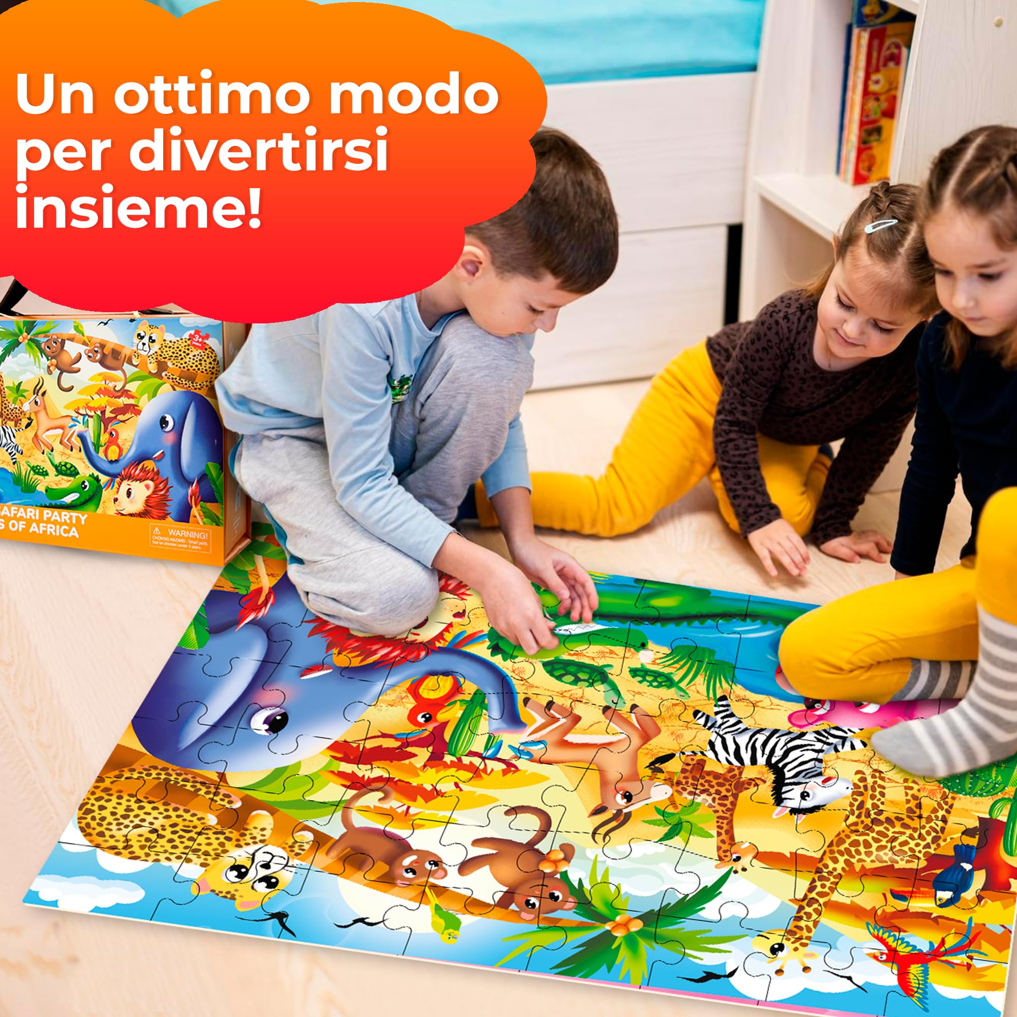 QUOKKA Puzzle Grandi Bambini 2 3 4 Anni - 60x90 cm Puzzle 48 Pezzi Gigante da Pavimento Bambini 5 6 Anni - Giochi Educativi - Grande Giocattolo Africa per Ragazzi e Ragazze dai 2 ai 6