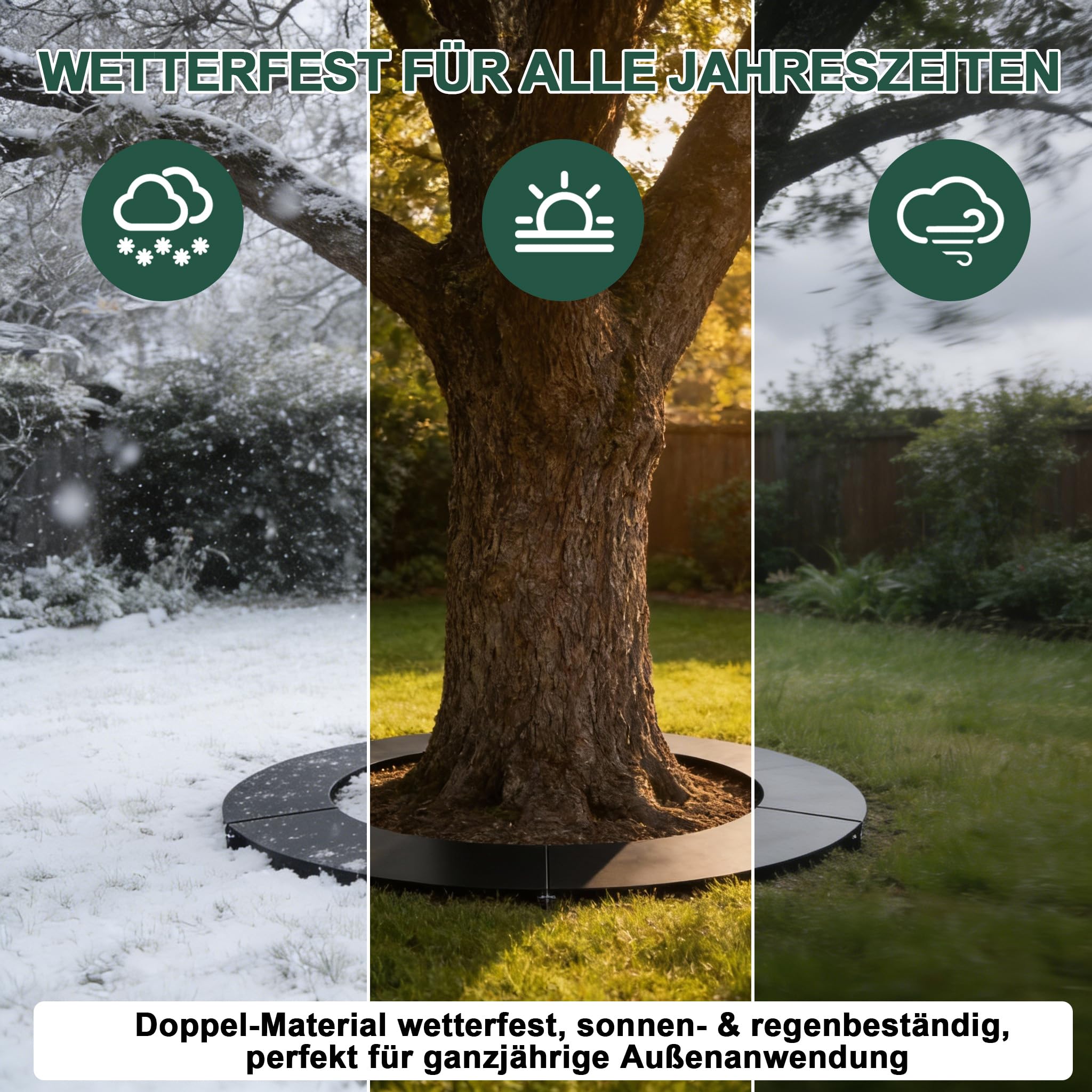 YRHome Rasenkante aus Metall Schwarz Verzinkte Beeteinfassung Ø60/90cm Mähroboter Baumring Mähkante für Bäume & Sträucher Beetumrandung Wetterfest Beetbegrenzung für Baumschutz Gartendeko
