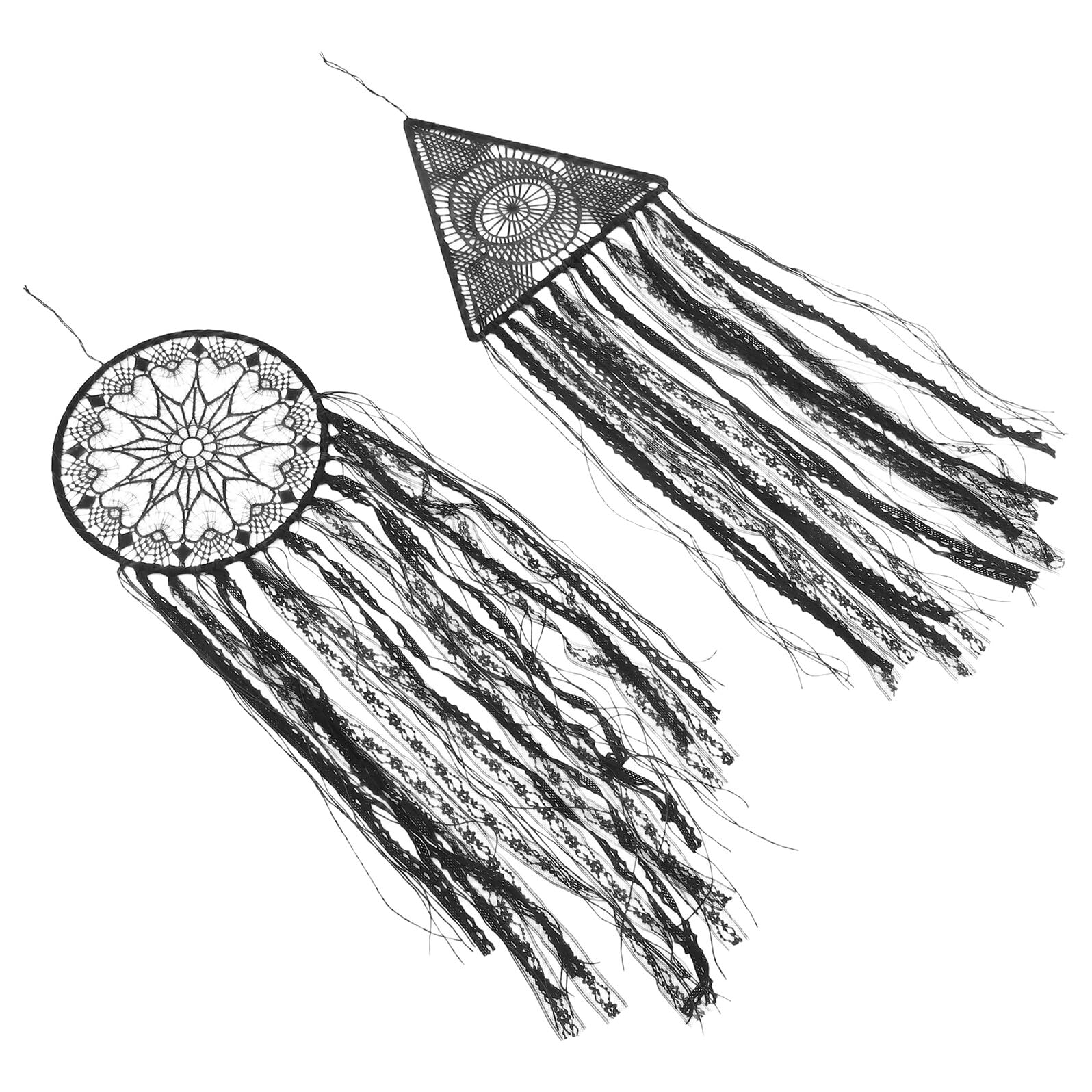 Attrape-rêves macramé noir SEWACC lot de 2 décorations murales bohèmes