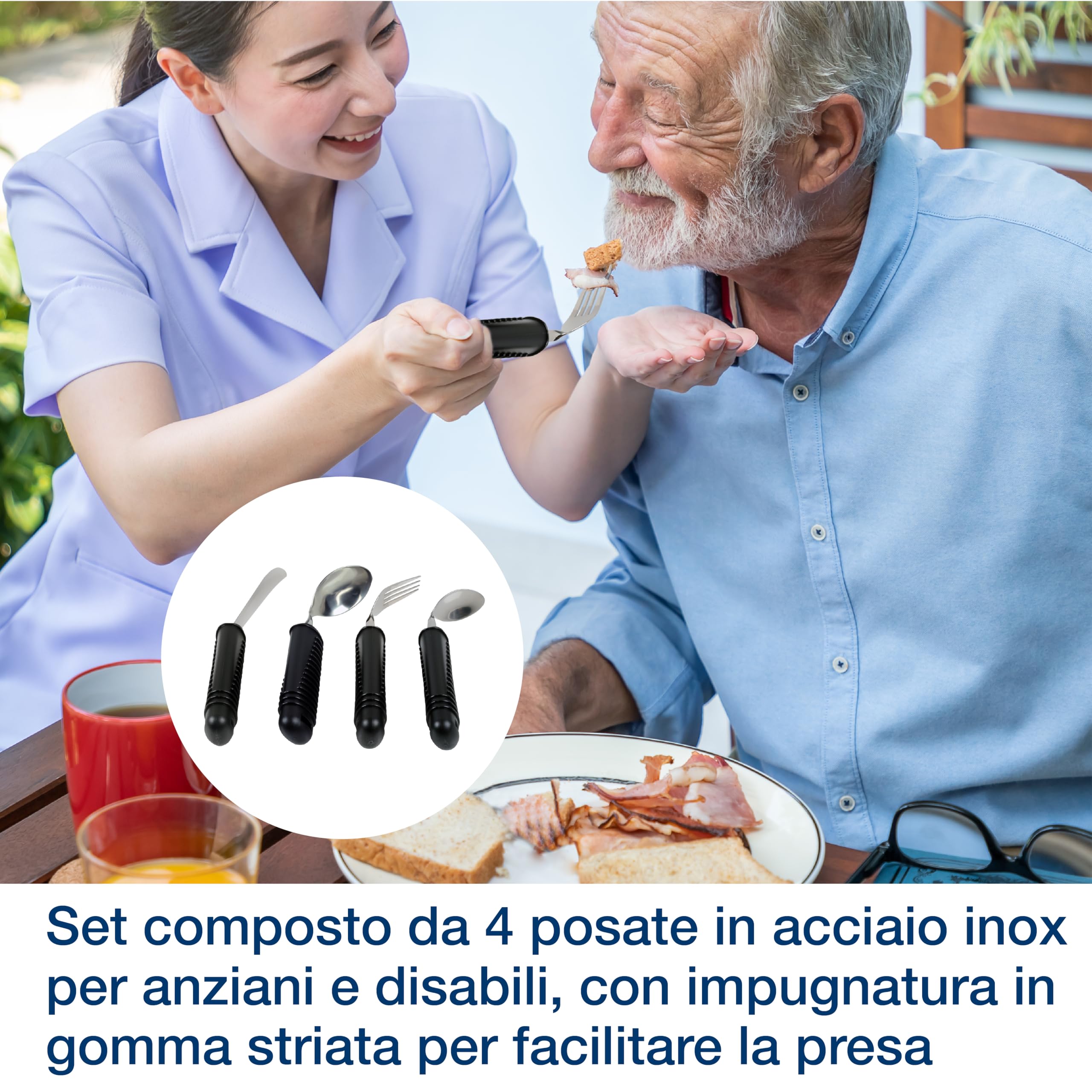 GIMA - Set composto da 4 posate modellabili in acciaio inox (coltello, forchetta, cucchiaio e cucchiaino), 28921