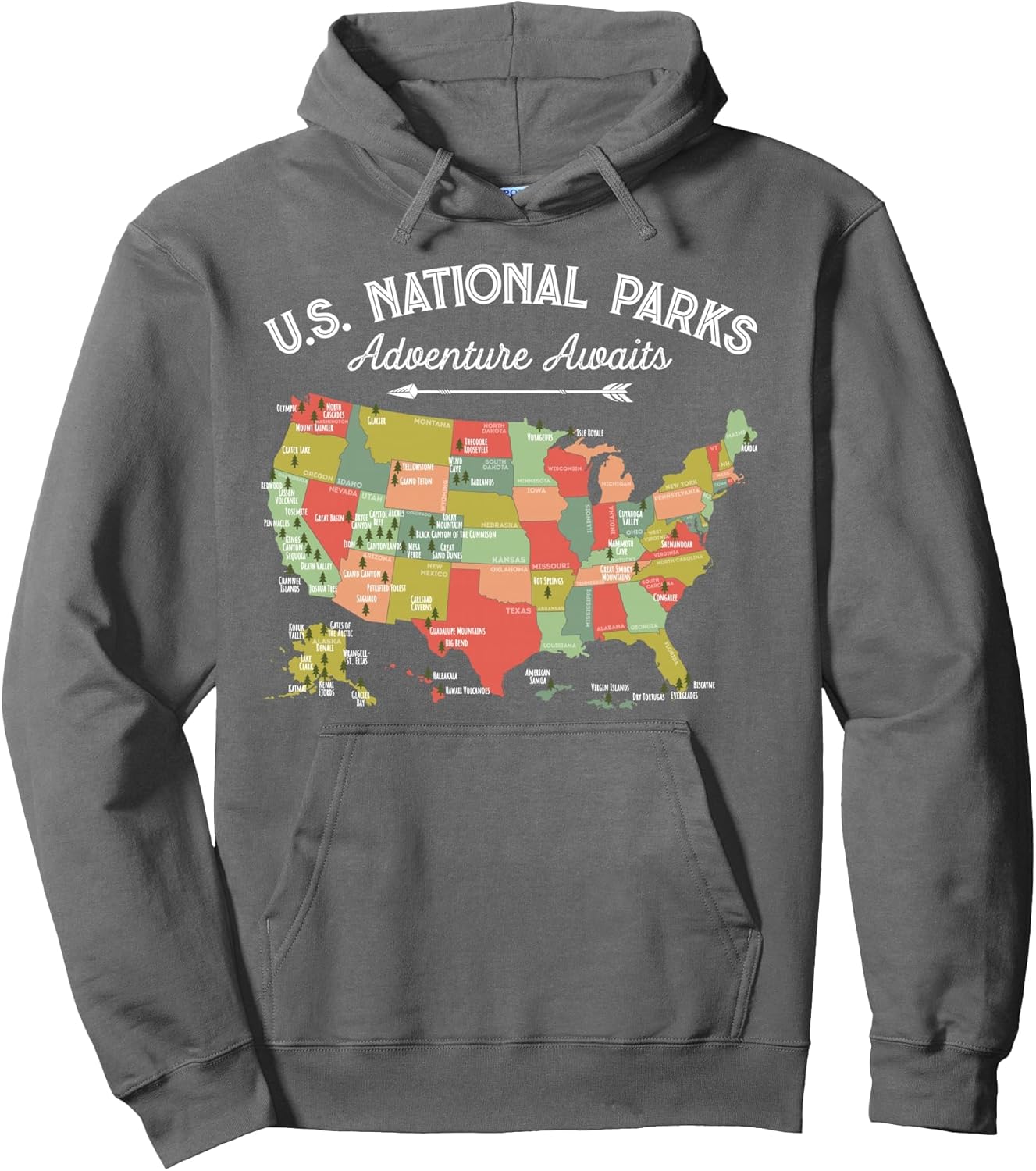 National Parks Hoodie Map Camping Tshirt Women Men Hiking Pullover Hoodie