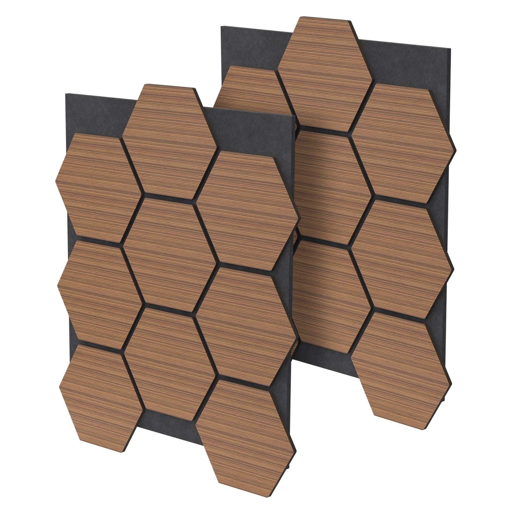 ML-Design Set di 2 Pannelli Acustici 66x81x2 cm per 1 m² Teak Pannelli Murali Fonoassorbenti in MDF con Effetto Legno Esagonale Rivestimento da Parete per Isolamento Acustico per Ufficio e Studio