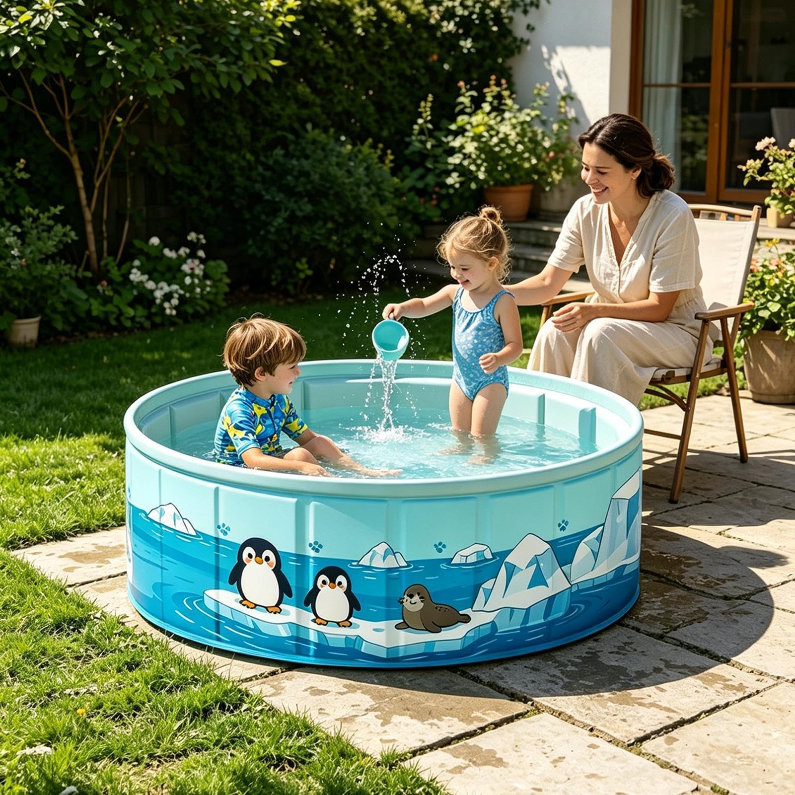 Hundepool Für Große & Kleine Hunde rutschfest Faltbarer Hunde Planschbecken | PVC Hunde Planschbecken Hundebadewanne haustiere Kinder Schwimmbecken Verschleißfest Hunde Swimmingpool Für Garten Badezimmer