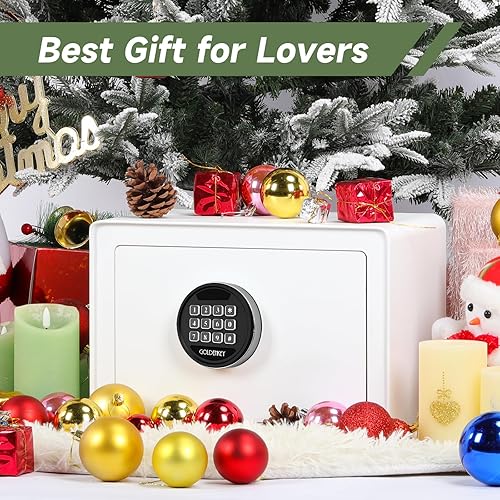 Miniatura 8 de Goldenkey Caja fuerte digital de lujo con teclado para el hogar, pequeña caja fuerte para documentos, dinero, forro de terciopelo suave y estante