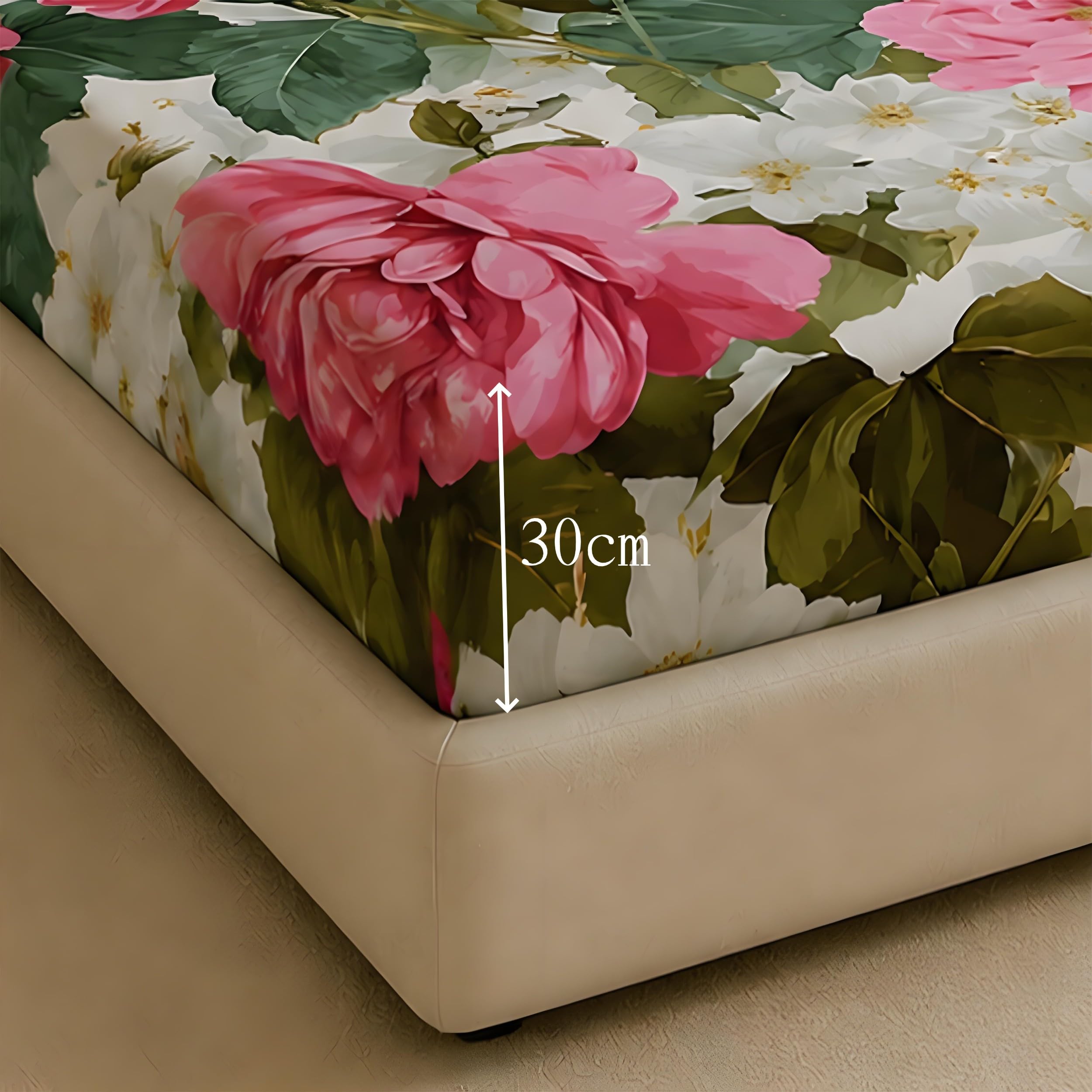Lenzuolo con Angoli Matrimoniale Rosa Vintage 200x200 cm