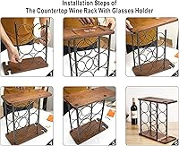 Vista 7 de ALLCENER Wine Rack with Glass Holder, Countertop Wine Rack, Wooden Wine Holder with Tray, Perfect for Home Decor & Kitchen Storage Rack etc