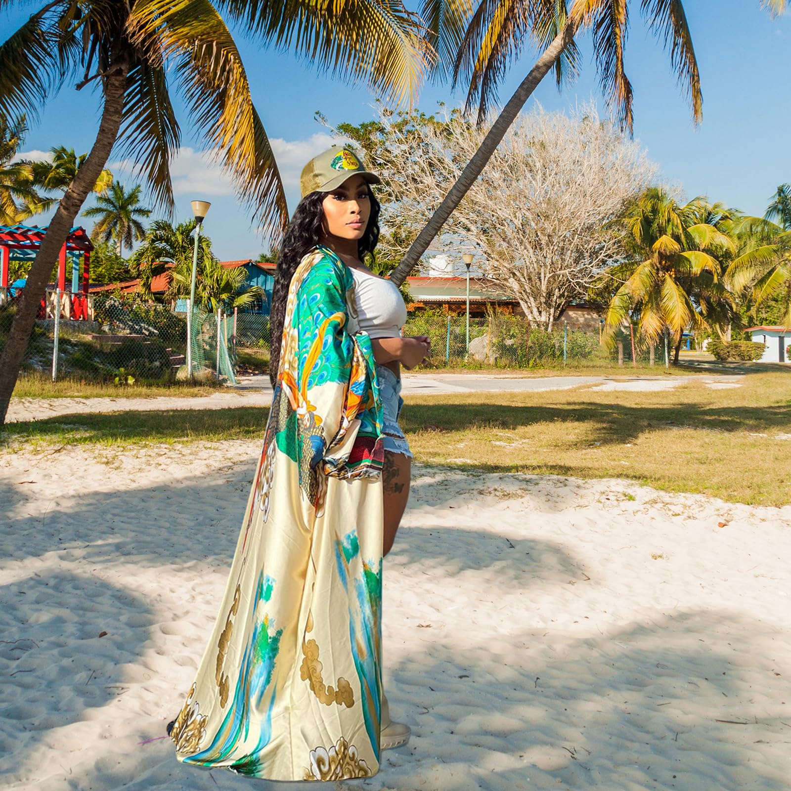 Kimonos para mujer, cárdigan largo hasta el suelo, batas largas, vestido tipo kimono para playa, traje de baño, salida de baño con cinturón