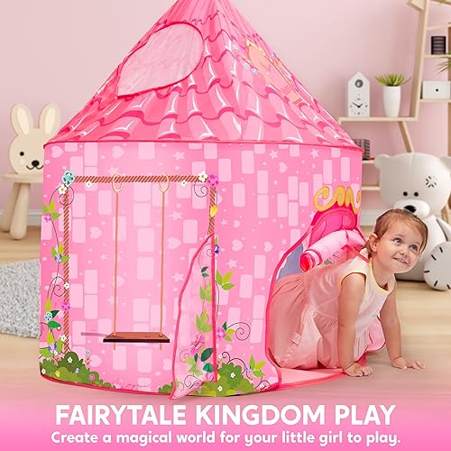 Miniatura 2 de JOYIN Tienda de campaña de princesa para niñas, casa de juegos grande para niños, castillo para niños, casa de juegos desplegable para niños