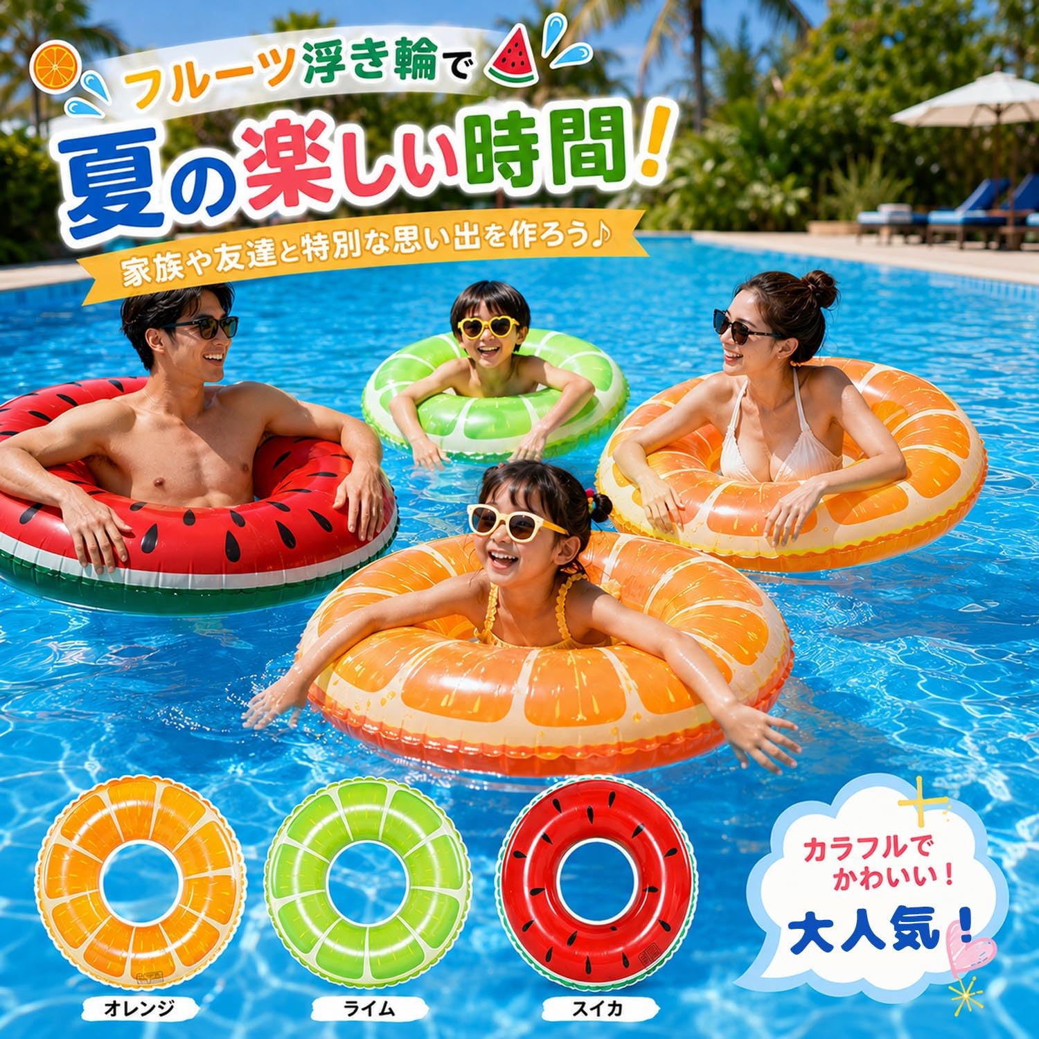 浮き輪 うきわ 70#80#90# 大人用 子供用 スイカ オレンジ レモン 浮輪 O型 フロート 可愛い 浮具 おしゃれ スイミング 水遊び プール 暑さ対策 夏休み ビーチ 川 海水浴 男女兼用