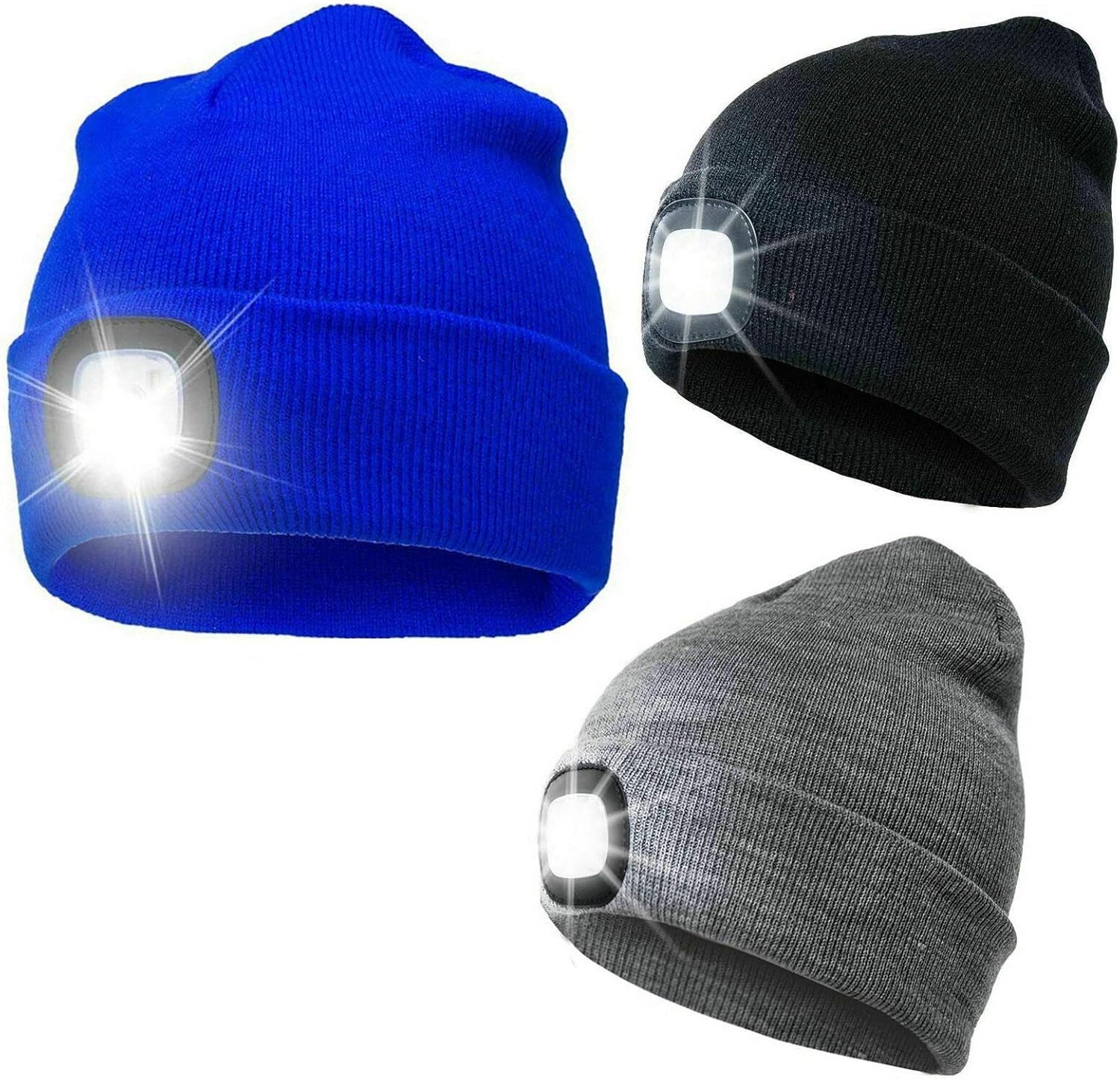 LED Lighted Beanie Hat,USB Rechargeable Hands Free Headlamp Cap,Unisex