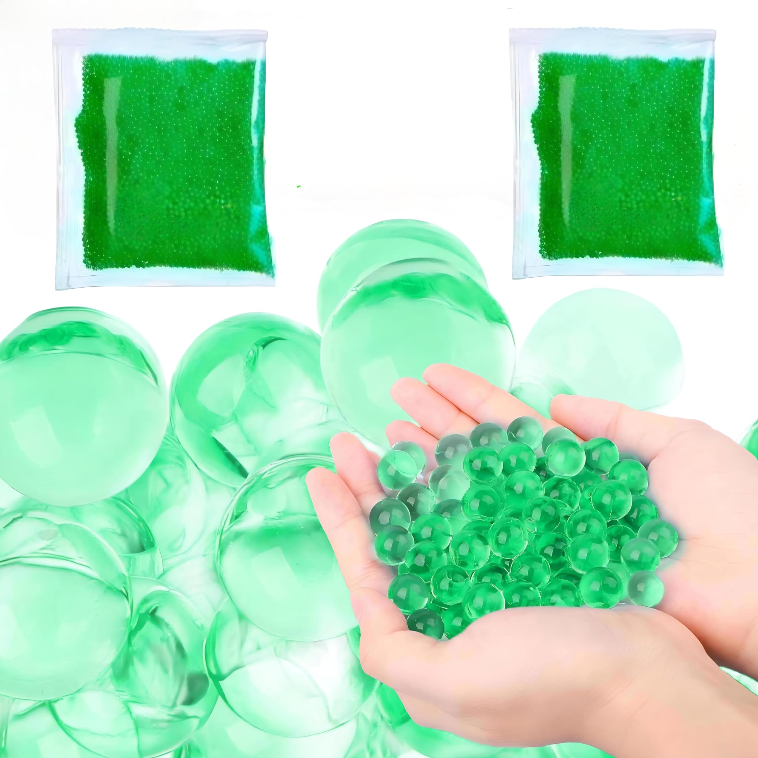 Verat Gel Blaster Refill Water Beads Transparent for Gun Suitable Size 7–8mm Safe Non-Toxic Ammo for Gel Guns & Decorative Vase Filler (This Gel Balls for Specially for Gun) (1 Packets, Green 10000)