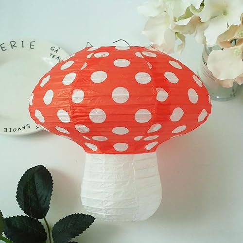 Miniatura 3 de 6 linternas de papel de hongo, adorno colgante de hongo 3D para el país de las maravillas, selva, bosque, fiesta de cumpleaños, boda, decoración de