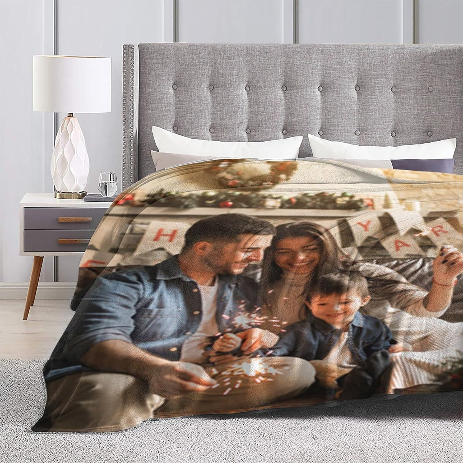 Custom Blanket with Photo Text Personalized Throw Blanket Customized Picture Blanket for Kid Adult Friends Mother Father Personalized Gift Flannel Blanket for Birthday Gifts - Image 4