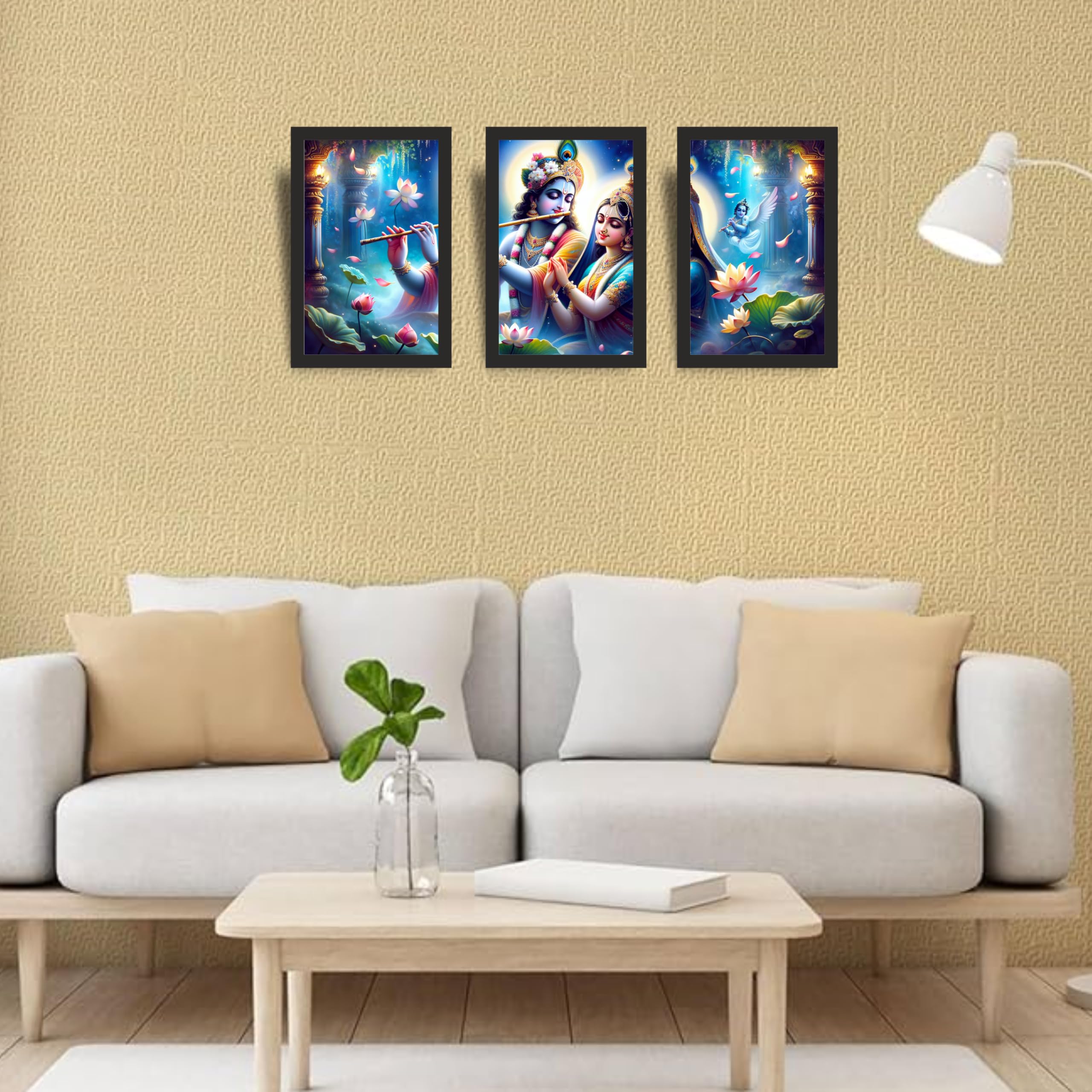 Radha Krishna Wall Art Set of 3