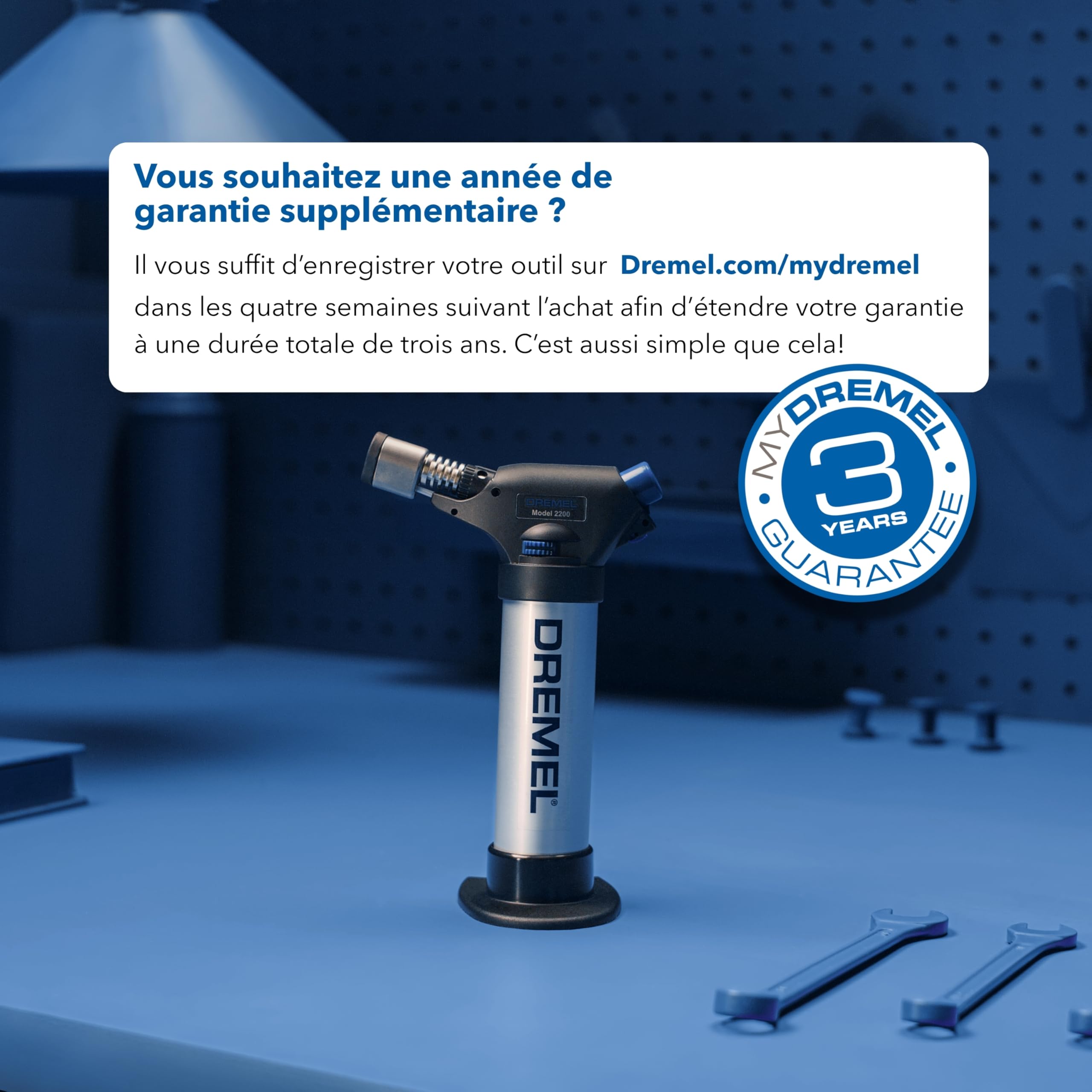 Dremel 2200 VersaFlame Brûleur à gaz butane multifonction - Lampe à souder au gaz butane et kit de soudure (avec 5 accessoires pour souder, rétrécir, souder, flamber)