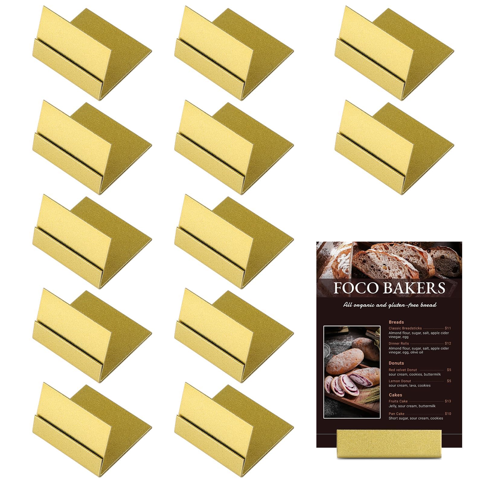 Nexlynk 12 Pack Gold Metal Table Number Holders Place Card Holders Stands Picture Holders for Weddings Parties Events Anniversaries Table Sign Display