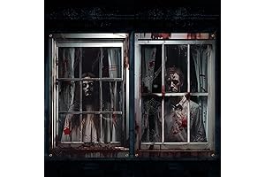 Halloween Decorations Window, Pack of 2, Ghost Decorations, Male and Female Blood...