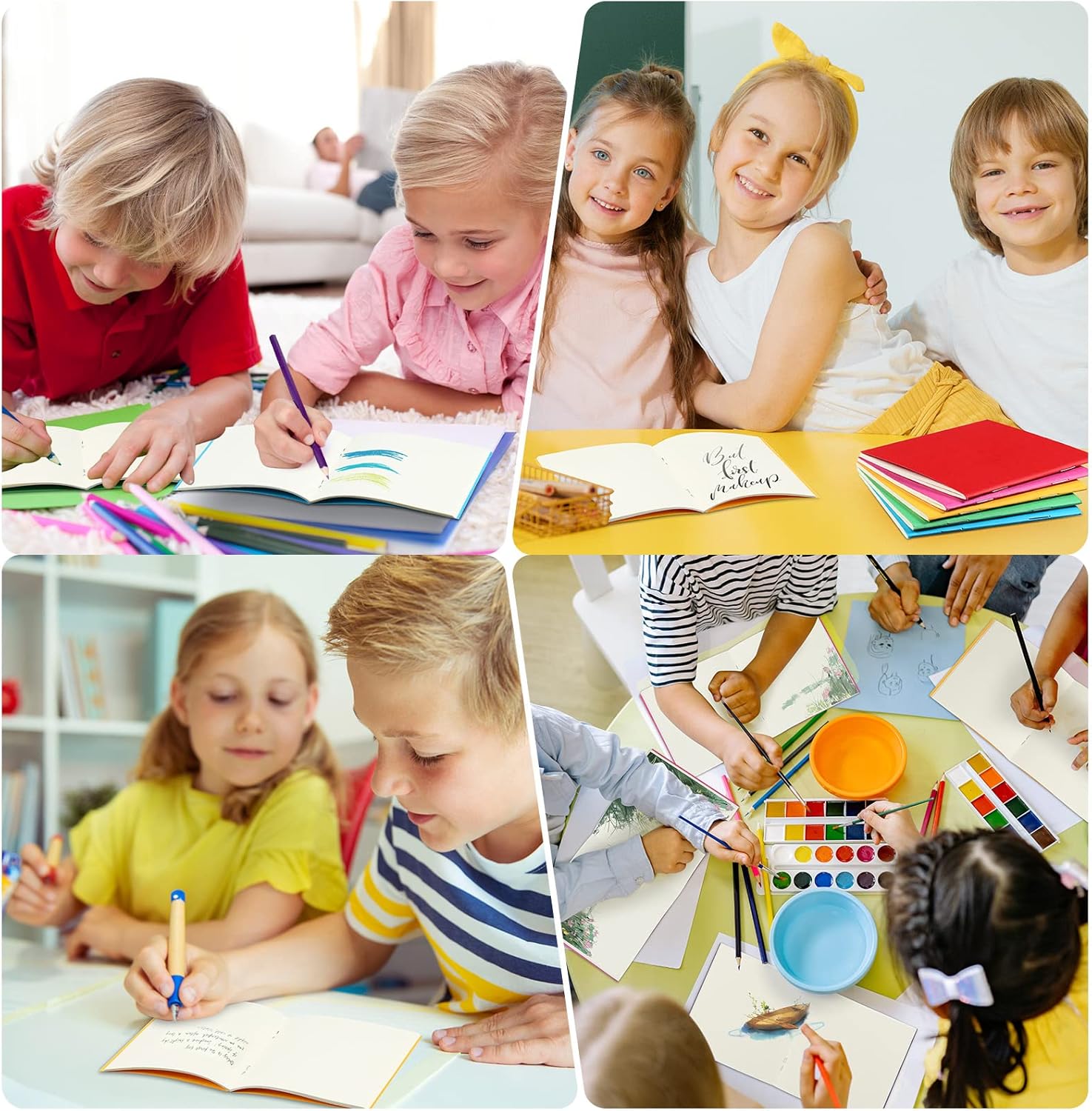 Thenshop 150 Pack Mini Notebooks Bulk Small Blank Pocket Notepad for Kids 4 x 4 Inch Unlined Journals Sketchbooks Students Gifts School Party Favors Supplies 24 Sheets(Multicolor)