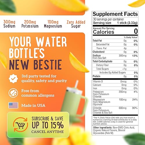 Miniatura 6 de Mama Natural Soporte de hidratación con electrolitos - electrolitos para el embarazo y durante la lactancia - 30 paquetes de hidratación (30 barras,