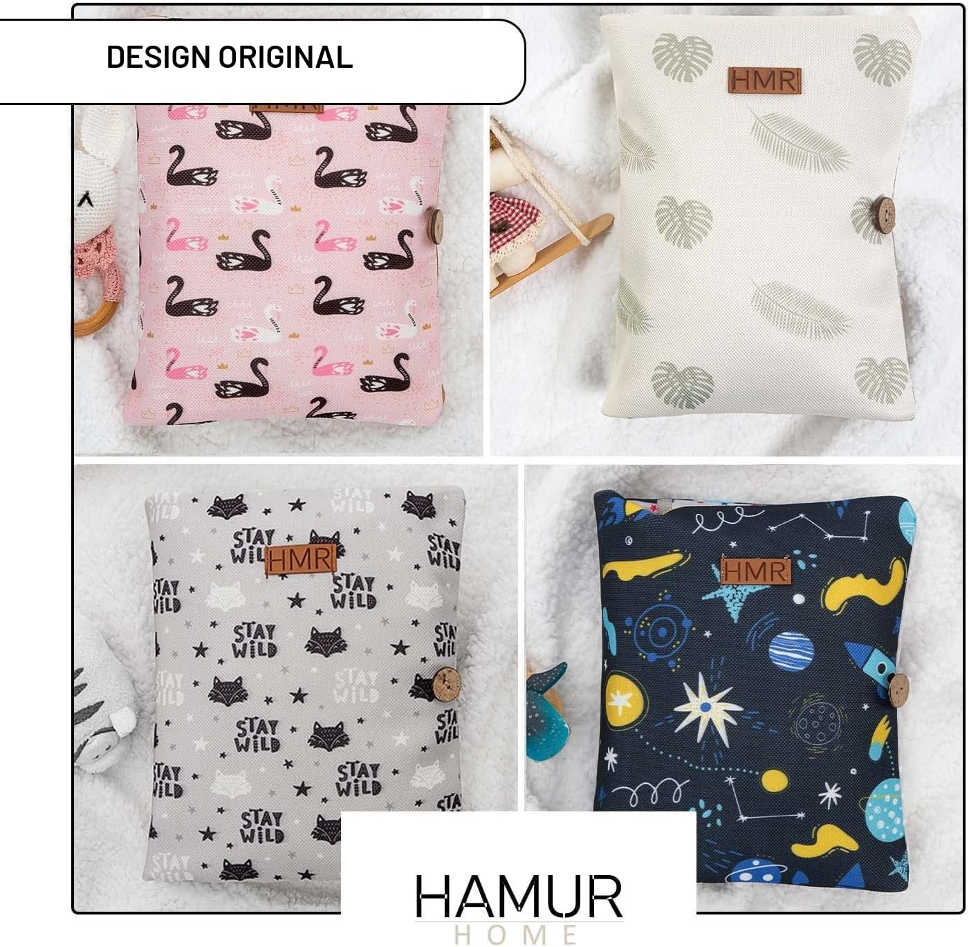 HAMUR HOME Sac a Couche de Bebe Sac a Langer pour À Cosmétiques 2in1 Lingettes & Accessories Petit Pochette Parfait comme Trousse de Soin de Voyage Pratique pour de Bebe