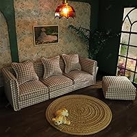 Vista 3 de iLAND Muebles de Casa de Muñecas Sofá Seccional en Miniatura para Decoración de Casa de Muñecas Compatible con Accesorios a Escala 1/12, Sofá