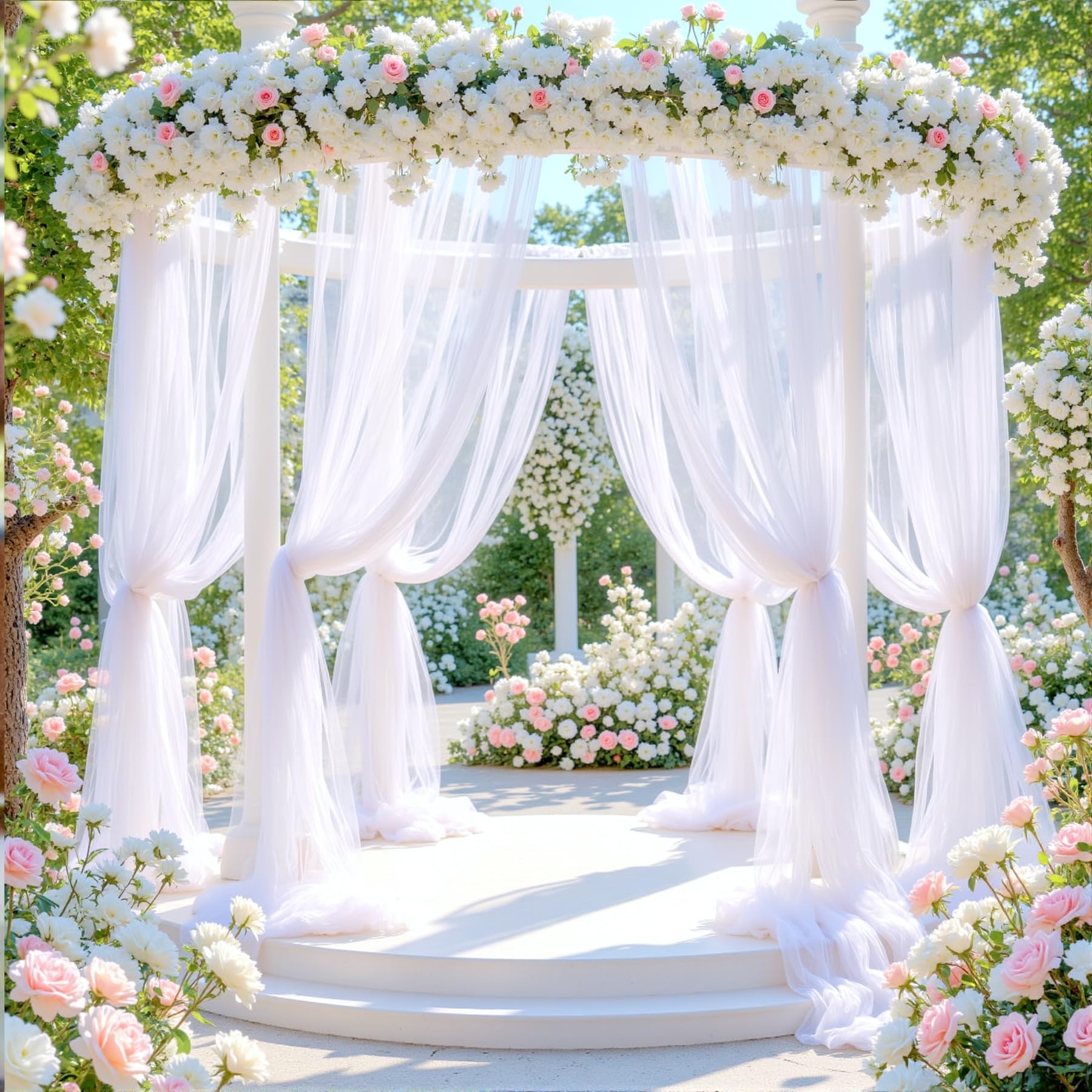 Vorhangstoff für Hochzeitsbögen, 76,2 cm x 5,8 m, Hochzeitsvorhänge, Tüllvorhänge für Hintergrund, durchsichtiger Stoff, Hintergrund, Drapierung, Dekorationen, Hintergrundvorhänge für Empfang