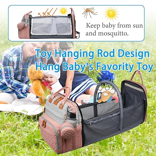 Miniatura 30 de Jeryswet Bolsas de pañales para bebé con cambiador, mochila impermeable de gran capacidad para madres y papás con puerto de carga USB y correas