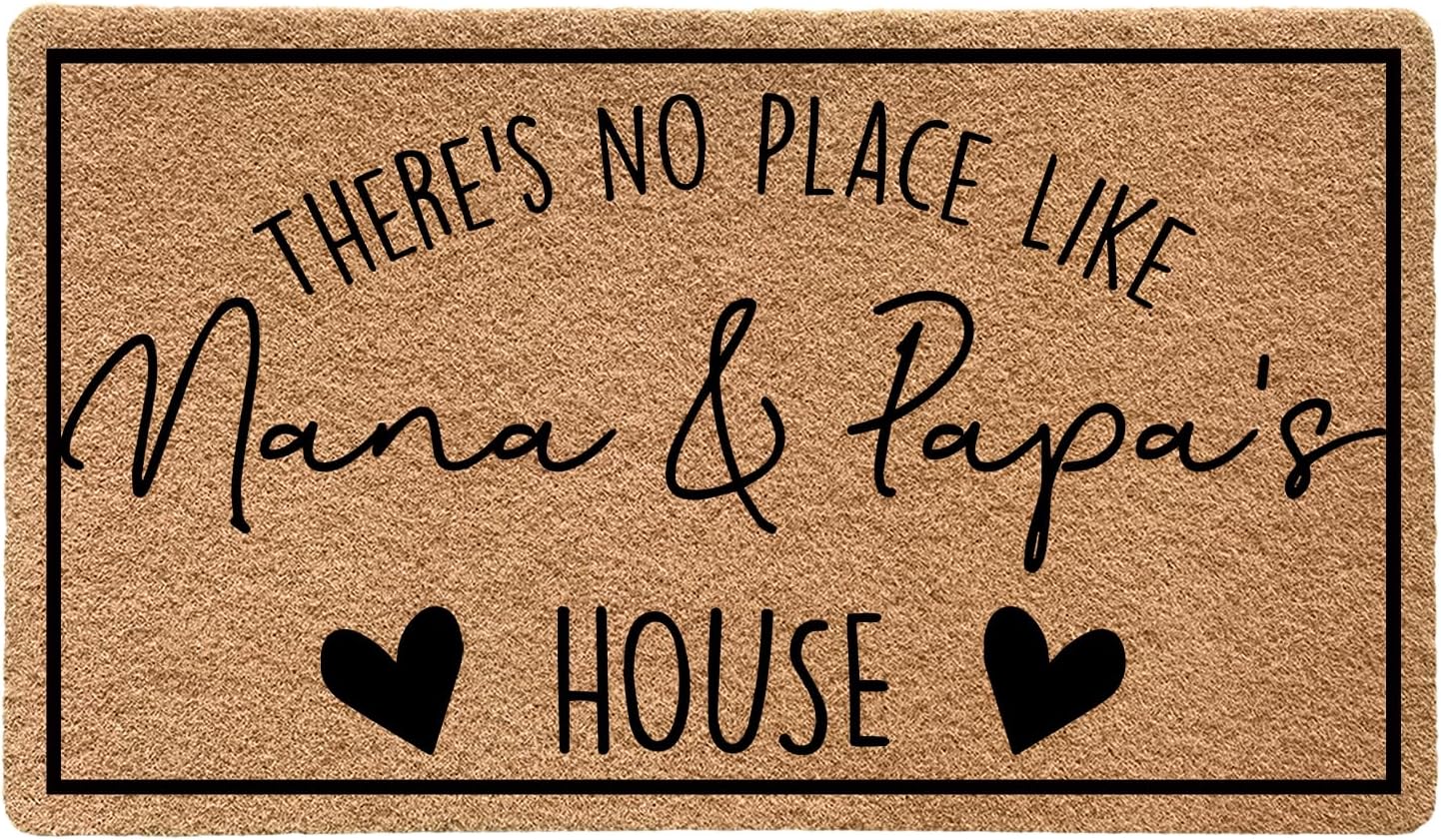 Funny Horseshoe Farmhouse Faux Coir Door Mats Outdoor Outside Entrance 17x30 Inch, Feeling Lucky Welcome Mats Entry Rug for Front Door Porch Entryway