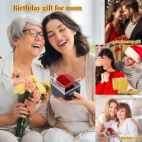 Miniatura 7 de Regalos para el día de San Valentín para ella, collar de rosa real preservada, regalos de cumpleaños para mujeres, regalos del día de San Valentín