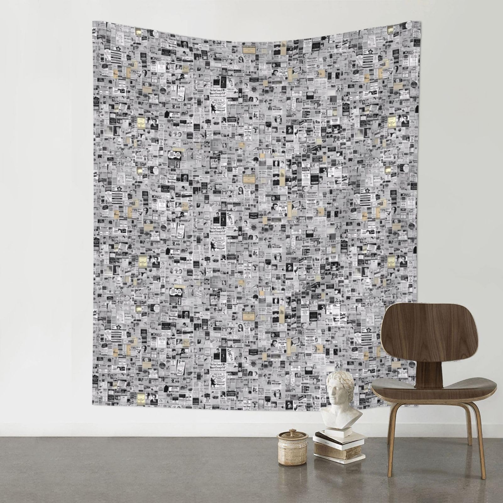 HJFCZH newspaper Prints Wall Tapestry 60x51in – Boho Decor Throw for Bedroom, Dorm, Beach Cover & Picnic Blanket
