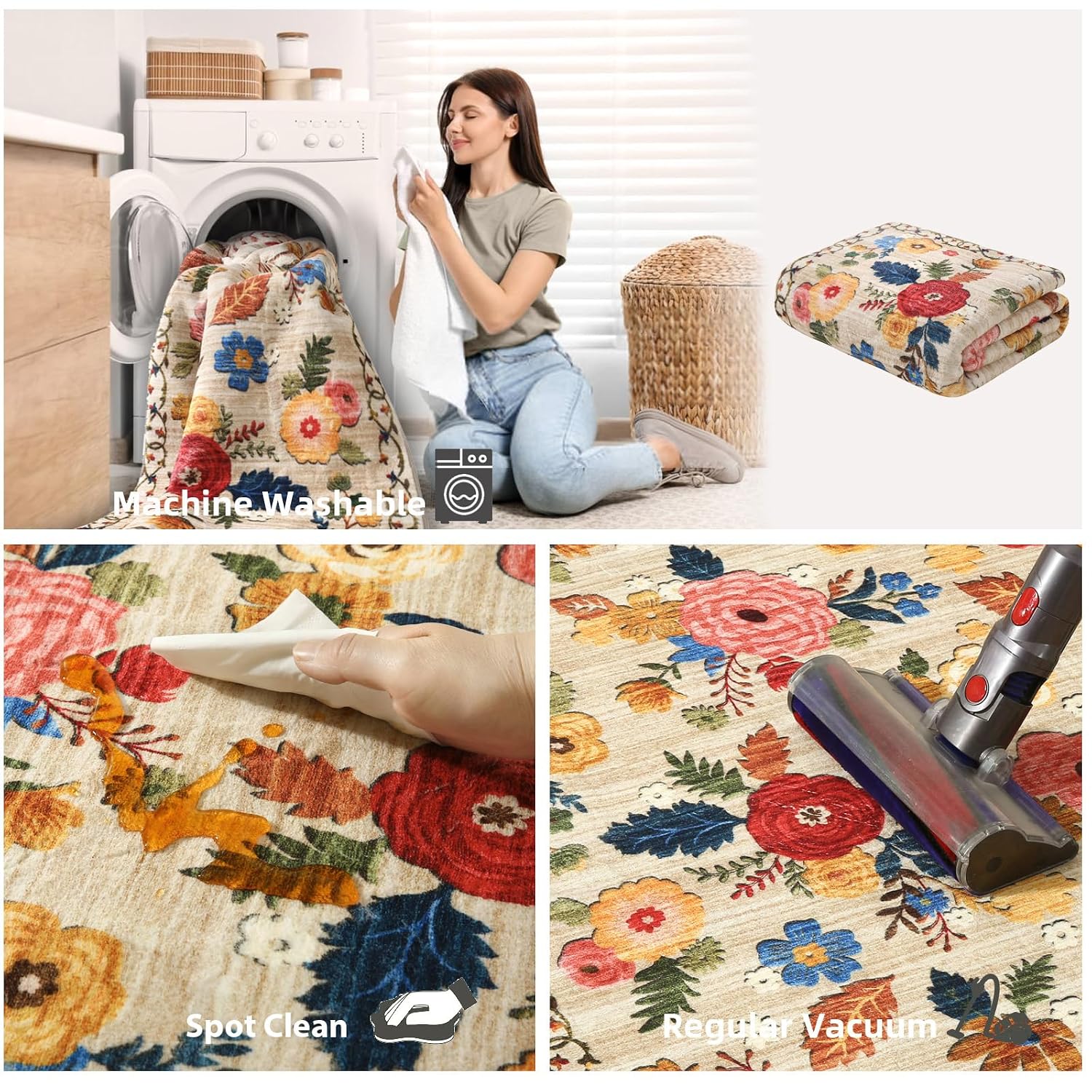 2x3 Washable Area Rug for Entryway, Non-Slip - Image 5