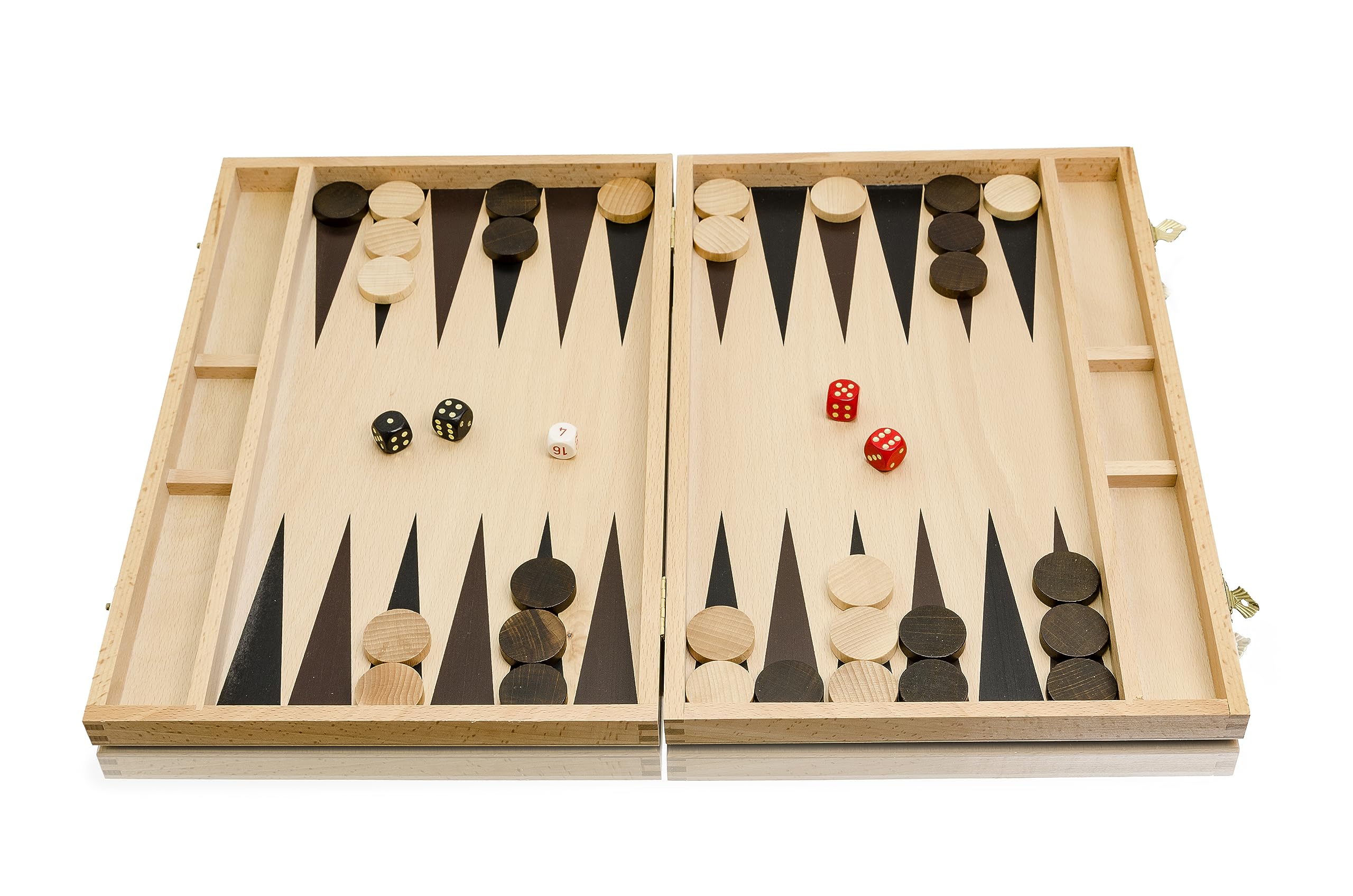 Master Of Chess Backgammon Classique En Bois Hêtre - Jeu De Plateau Traditionnel Avec Jetons Et Dés, Fabriqué En Pologne
