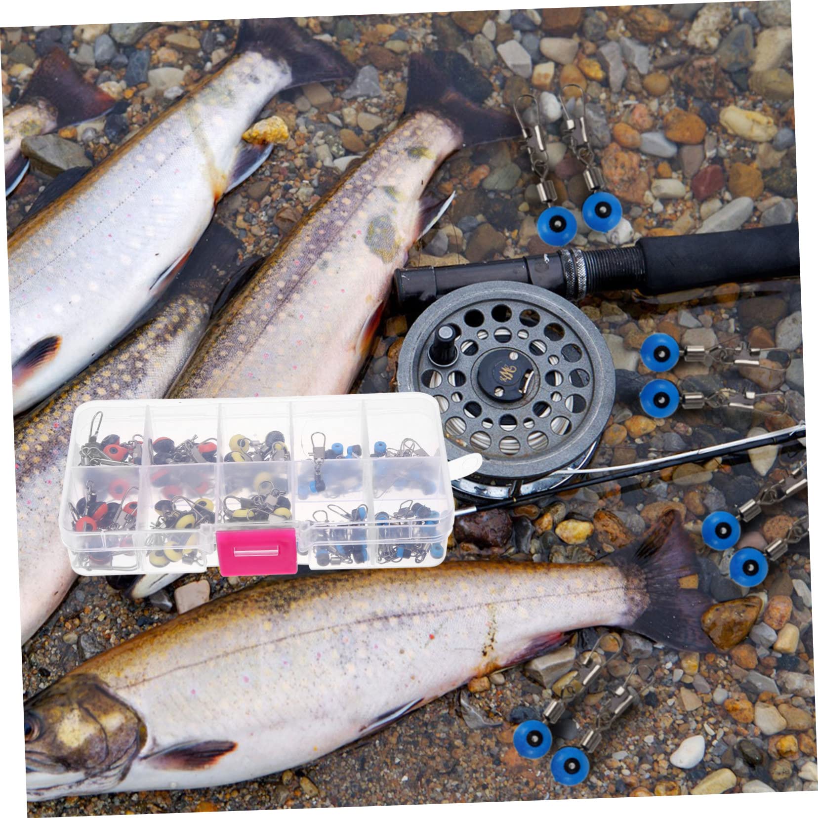 Mipcase 200 Pz fagioli spaziali piccola serratura girevole anello cablato portachiavi esche da pesca girevoli robusto anello da pesca sfera suite perline da attrezzatura da