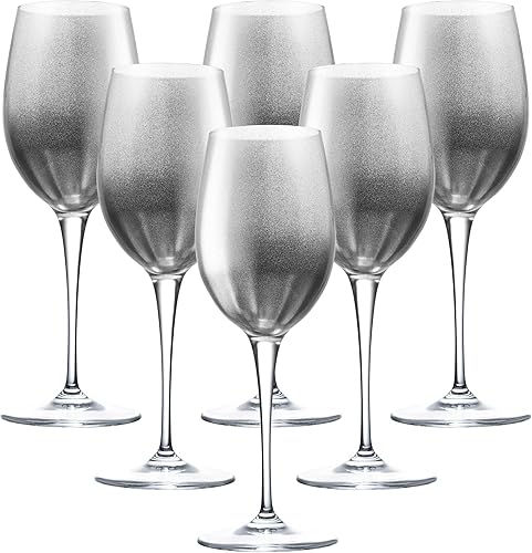 Miniatura 9 de Barski Copa, copa de vino blanco, vaso de agua, vidrio decorado en plata, vasos de tallo, juego de 6 copas, 14 onzas, fabricado en Europa