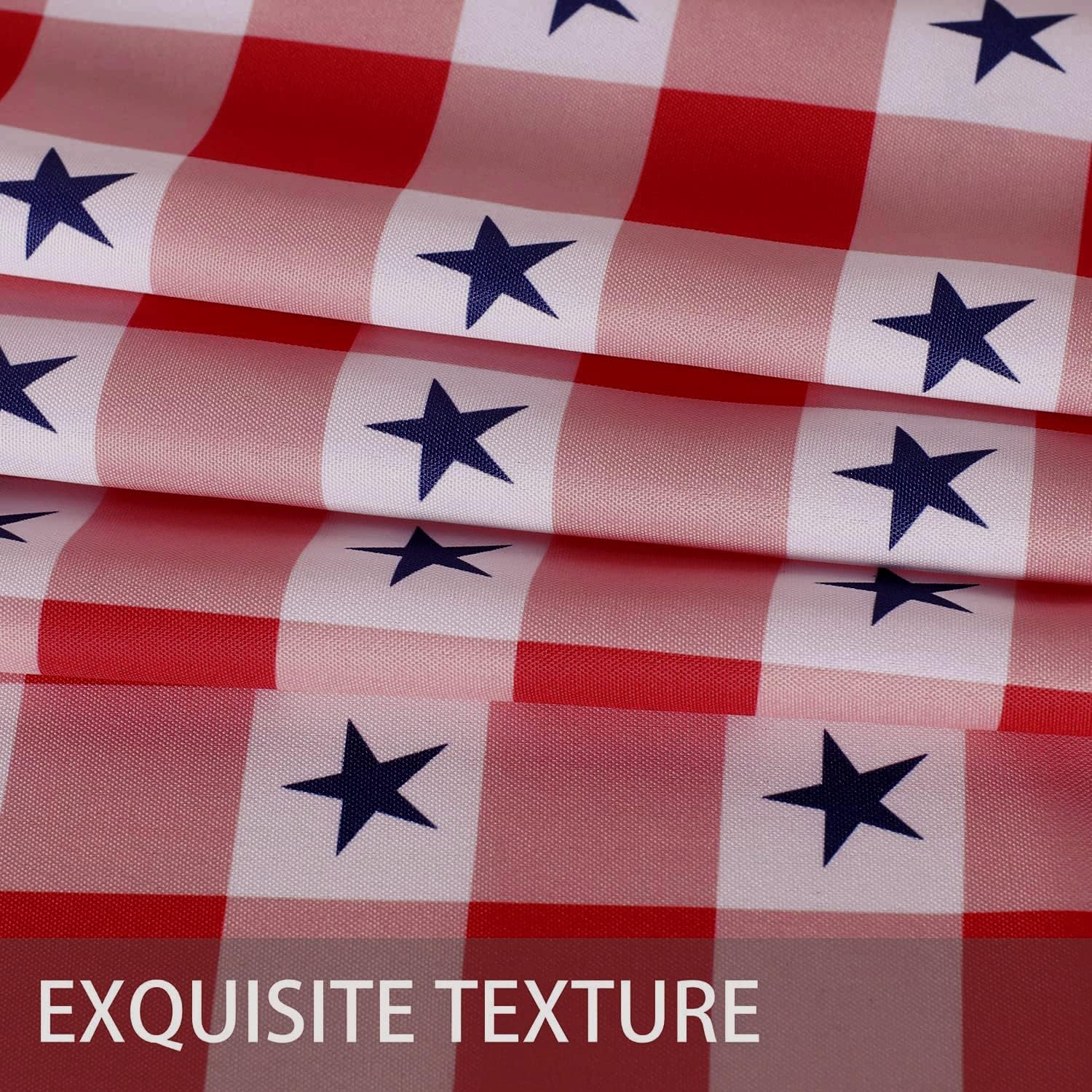 LUSHVIDA American Checkered Rectangle Table Cloth, Polyester Stars Patriotic Plaid Tablecloth, Table Cover Protector for July 4th Independence Day Party Supply Decor, 60 x 102 Inch Chercked Stars 60x102 inch