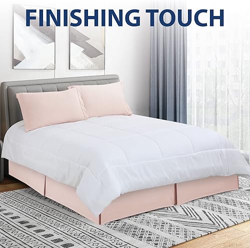 Miniatura 5 de Cathay Home Falda de cama plisada de microfibra de doble cepillado de fácil ajuste, ultra suave, resistente a la decoloración y a las arrugas, color