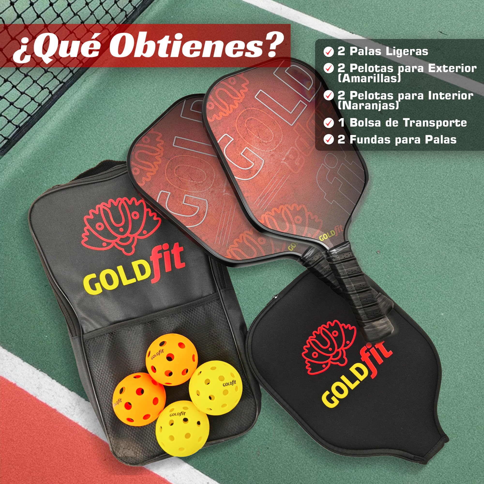 Juego de Paletas de Pickleball, Raquetas de Fibra de Carbono Texturizada con 4 Pelotas y Bolsa, Ligeras, Ergonómicas, Antideslizantes, para Hombres y Mujeres de Todos los Niveles