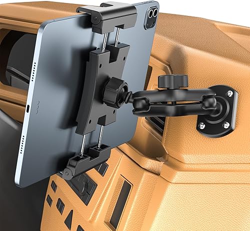 Miniatura 1 de OHLPRO Soporte para tablet para tablero de automóvil y camión, soporte resistente para iPad con abrazadera de doble resorte y base de taladro, brazo