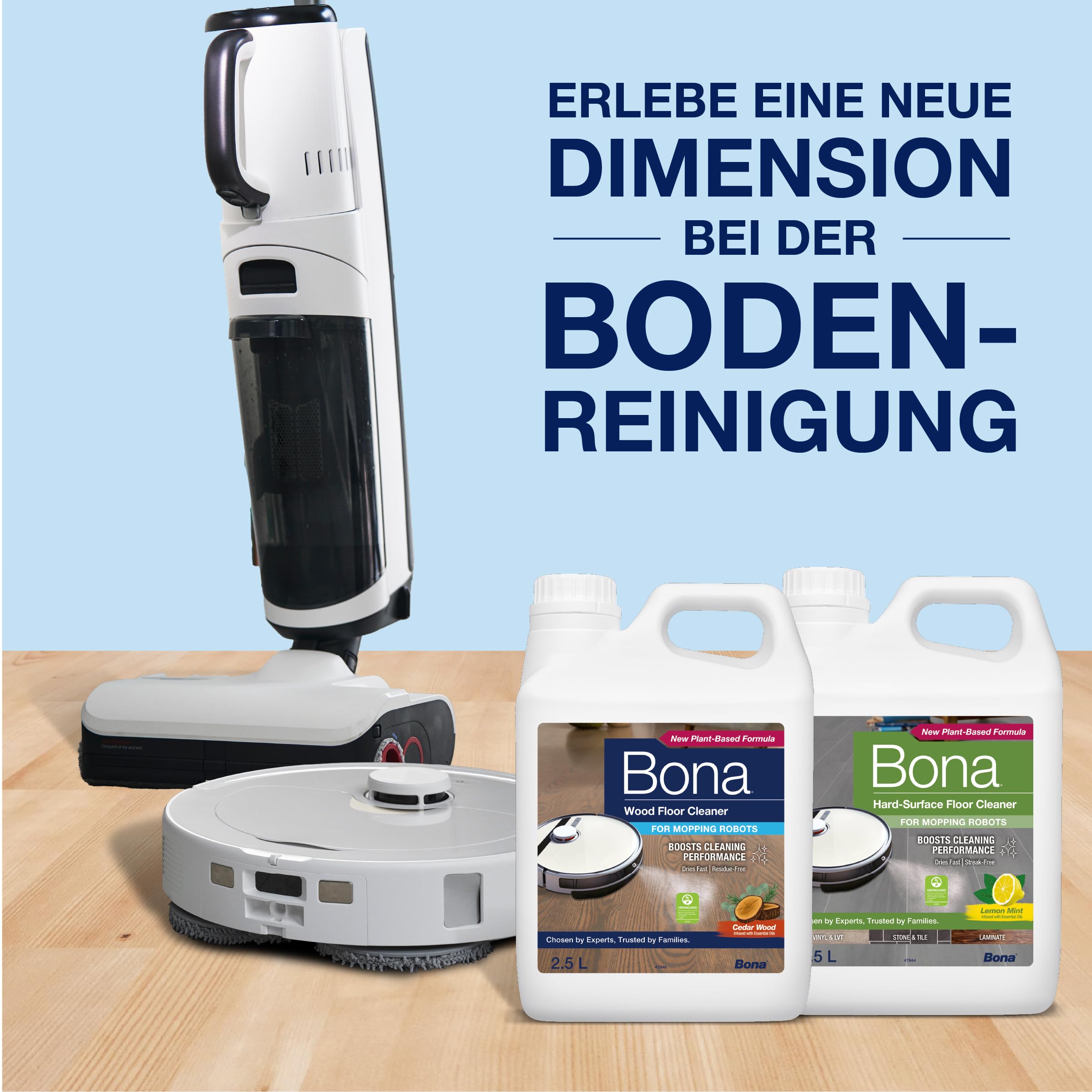 Bona Wischroboter Reinigungsmittel Bodenreiniger 2,5 L Parkettreiniger | Wischroboter & Saugroboter, Nass- & Trockensauger, Holzboden Konzentrat, Saugwischer Reinigungsmittel, Zedernholz-Duft