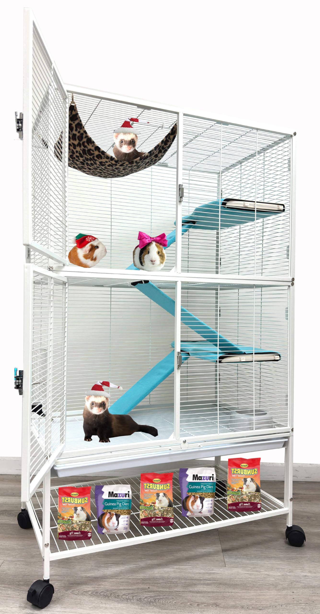 Deluxe Ferret Cage - 2 Story Rolling Habitat -12