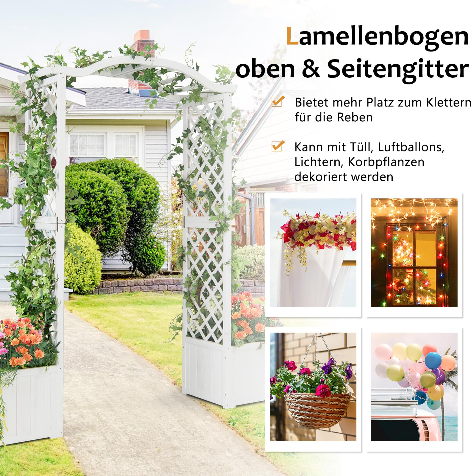 SEVSO Cenador De Jardín Negro Para Varias Plantas Trepadoras, Arco De Metal  Con Bases, Arco De, image size:1600x1600