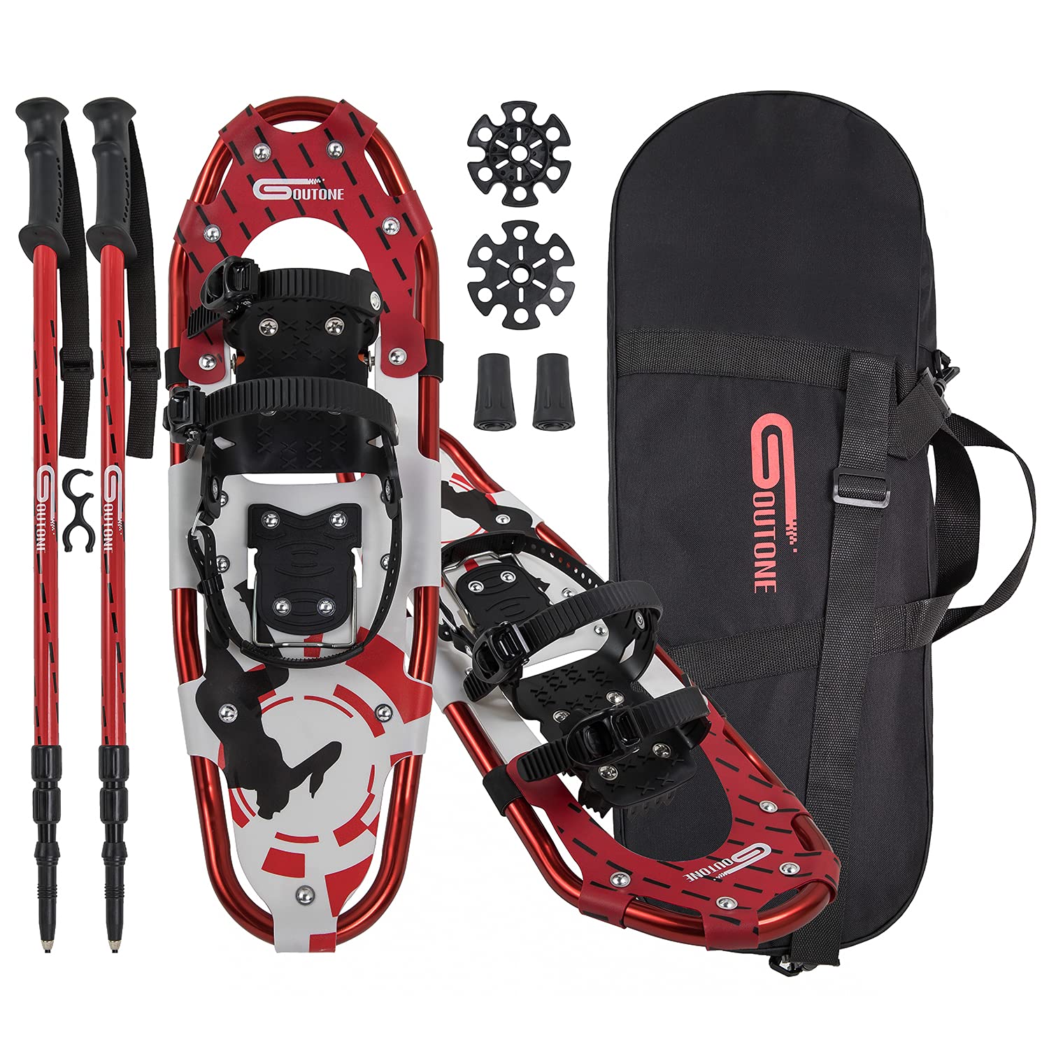 Goutone21/25/30 Inches Light Weight Snowshoes for Adult Women Men, Aluminium Alloy Terrain Snow