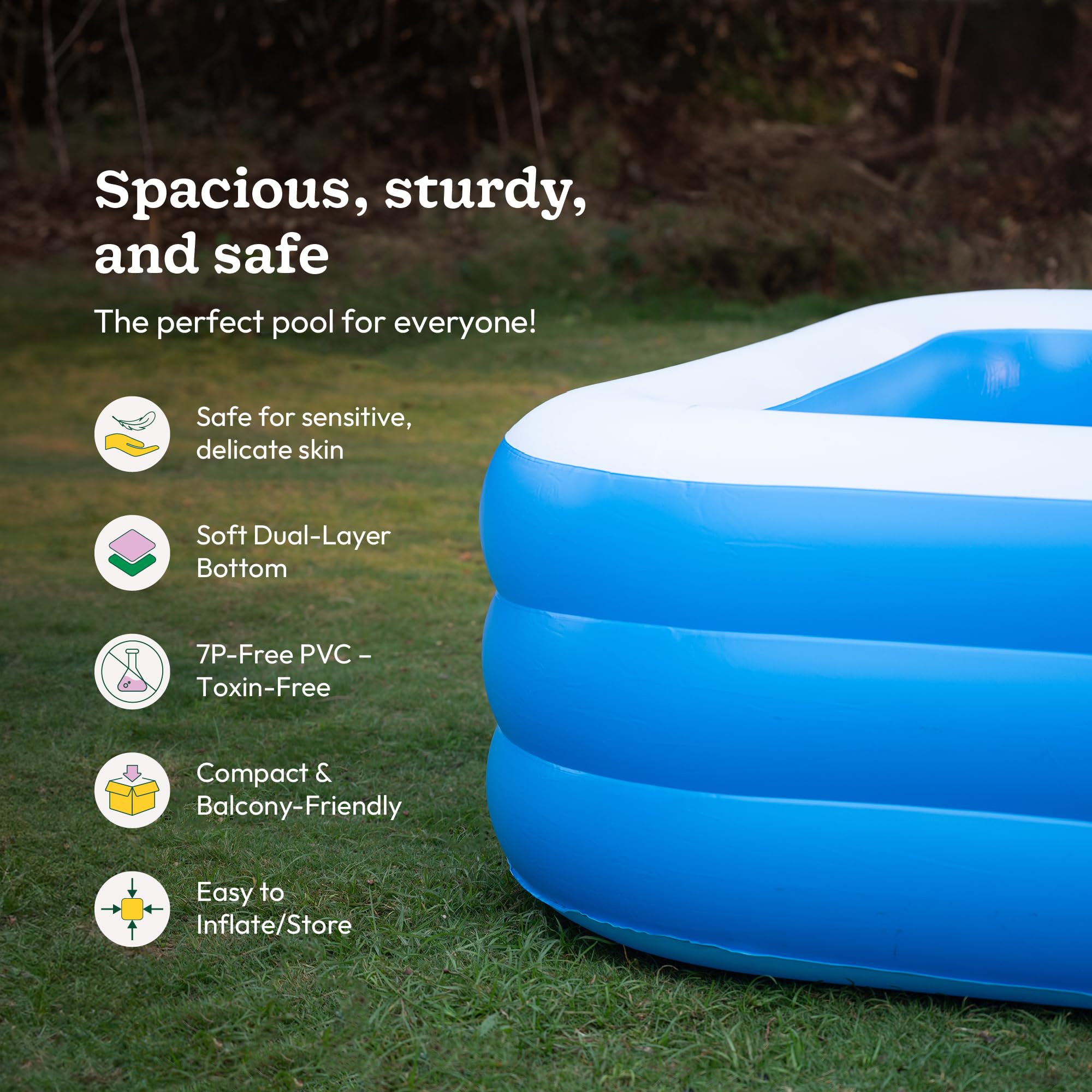 Ugaoo 10 Ft. Swimming Pool for Adults & Kids with 2-Way Electric Pump | Rectangular Bath/Water Tub for Adults with 3-Ring Design | Durable & Scratch-Proof - Image 3 thumbnail