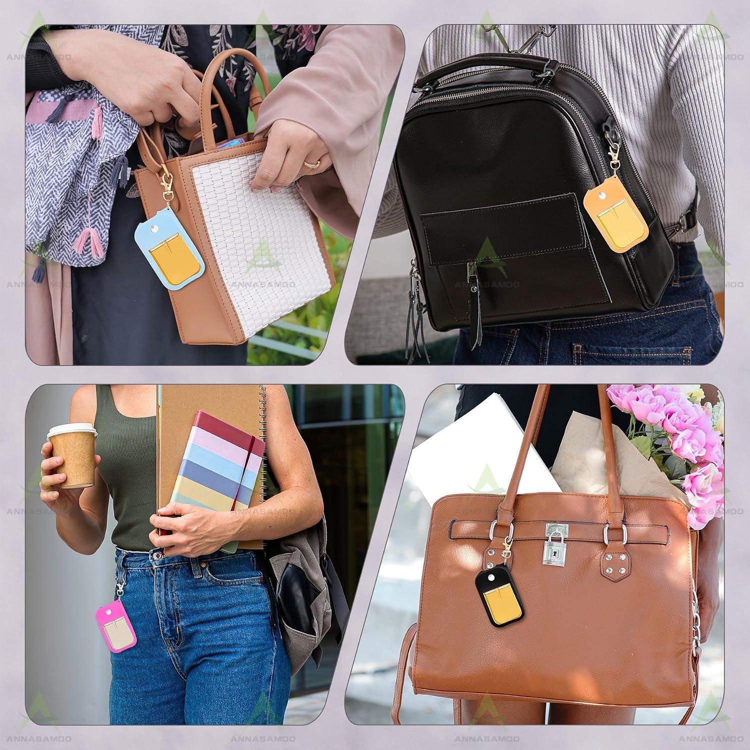 Pack of 9 Portable Perfume Spray Bottle Holder for Travel, 30 ml Reusable Card Sprayer Bottle Protective Sleeve with Keychain